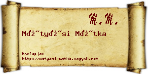 Mátyási Mátka névjegykártya